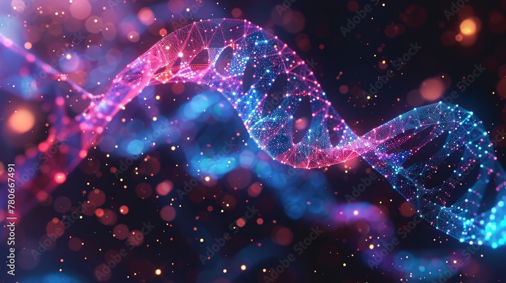 Poster an abstract vector background depicting futuristic dna technology elements