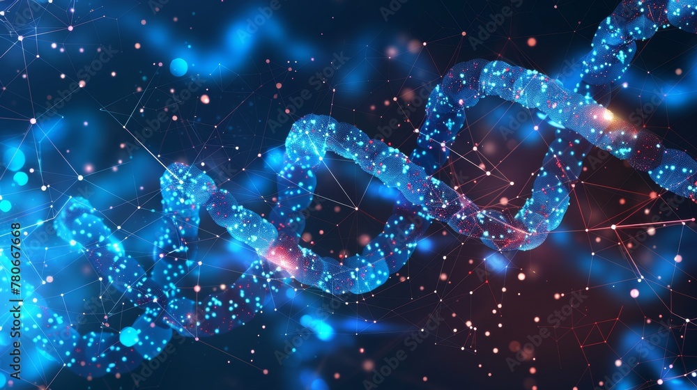 Poster an abstract vector design with a futuristic theme, featuring dna and technology elements