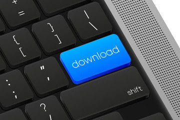 Download button. Computer Keyboard. Word on pc computer keyboard. Vector illustration.