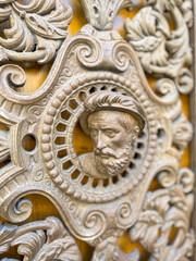 Medieval design of brass door grill (courtier detail) - obrazy, fototapety, plakaty