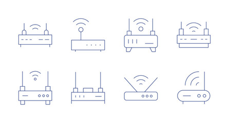 Router icons. Editable stroke. Containing router, modem, wifi.