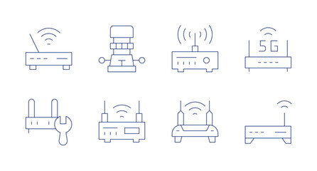 Router icons. Editable stroke. Containing modem, router, wifirouter.