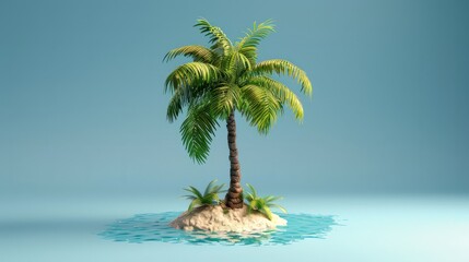 Palm tree 3d clay style swaying in the breeze