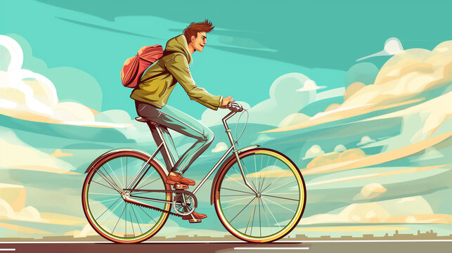 Homem andando de bicicleta - Ilustração