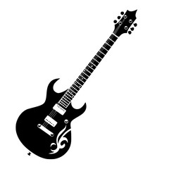 Obraz premium guitar, electric, music, instrument, rock, isolated, musical, string, bass, white, black, sound, vector, equipment, jazz, strings, play, musician, wood, concert, red, metal, band, acoustic, electric g