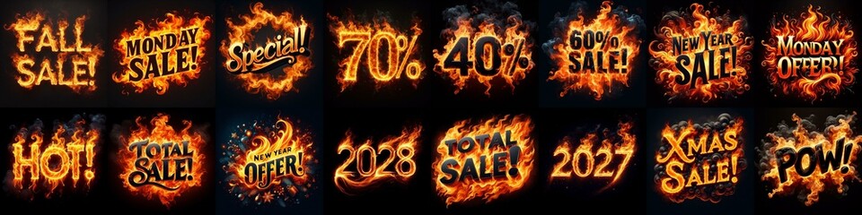 Sale fire and flame concept. AI generated illustration