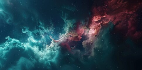 Fototapeta na wymiar 3d render colorful nebula with clouds in outer space. Generate AI image