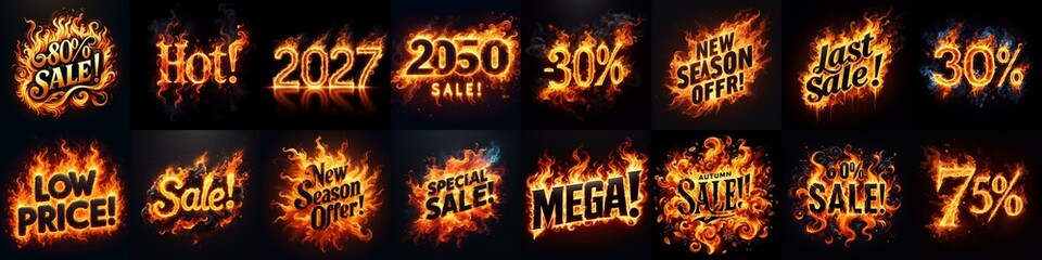 Sale fire and flame concept. AI generated illustration