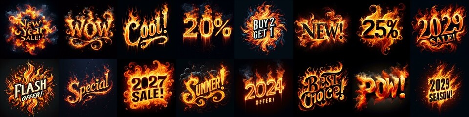 Sale fire and flame concept. AI generated illustration