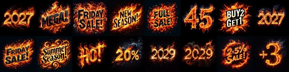 Sale fire and flame concept. AI generated illustration