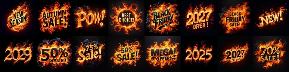 Sale fire and flame concept. AI generated illustration