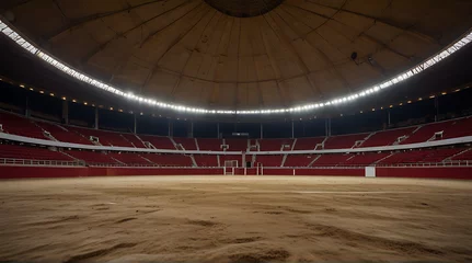 Foto op Canvas Empty round empty bullfight arena. bullring for traditional performance of bullfight, wide perspective, wide © Prateek