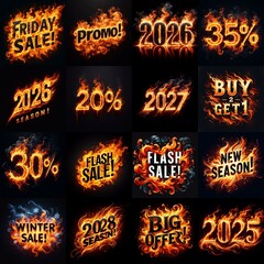 Sale fire and flame concept. AI generated illustration