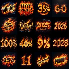 Sale fire and flame concept. AI generated illustration