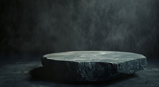 présentoir en pierre, roché, ambiance dramatique et épique, cosmétique et beauté pour homme, virilité