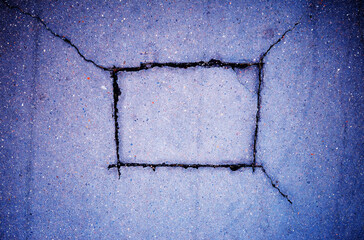 Rectangular crack in street asphalt texture background - 780680241