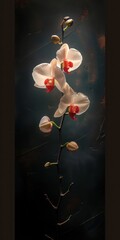 Elegant orchid flowers with a dark background, highlighting the delicate petals and vibrant colors suitable for floral themes.