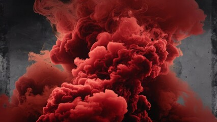 Fototapeta premium a backdrop of swirling red smoke that envelops the scene. The smoke is thick, . The overall feel of the image is dark and mysterious, with a sense of danger present