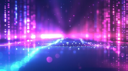 Fototapeta premium Abstract futuristic background with purple and blue glowing neon moving high speed wave lines and bokeh lights. Visualization of sound waves. Data transfer. Fantastic wallpaper gen by AI