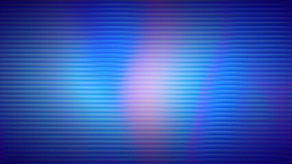 Bright blue prismatic blurry retro background with chromatic aberration effect. Defocused gradient backdrop with old VHS tape lines, 8K 16:9. Horizontal stripes texture. Nostalgia, 70s 80s 90s design