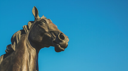 Estátua de cavalo com o céu azul ao fundo - obrazy, fototapety, plakaty