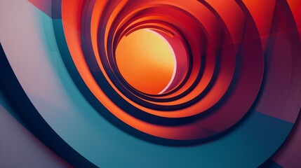 Abstract design of a circular tunnel with warm tones and smooth curves