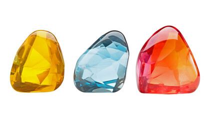 set of colorful gemstones isolated on transparent background cutout - obrazy, fototapety, plakaty