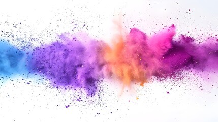 colorful rainbow holi paint color powder explosion isolated white background