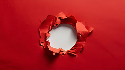 hole in red paper