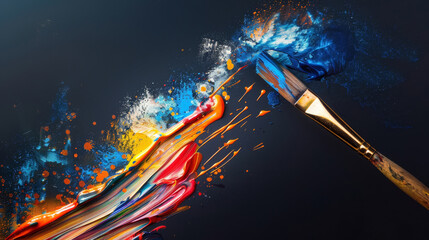 Obraz premium A flowing paintbrush creating a ribbon of color across a canvas of possibilities,