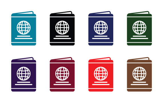 simple classic passport icon set various colors