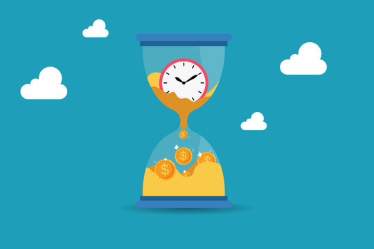 Time management.Money saving.Time is money concept, time value of money. 