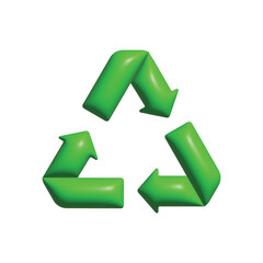 Green Arrows Recycle 3d vector icon. Recycling, green, 3D, arrows, icon, environment, eco, renewable, ecological, sustainability, environmental, nature, waste, reuse, cycle vector icon 3D icon.