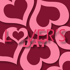 National Lover's Day event banner. Bold text with lots of heart shapes on dark pink background to celebrate on April 23rd