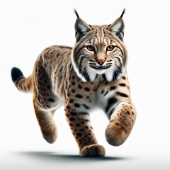 Image of isolated bobcat against pure white background, ideal for presentations
