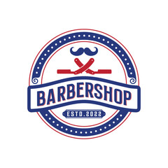 Barbershop vintage logo design premium vector template