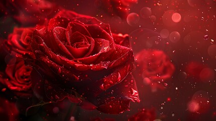 Red Rose with Water Drops: A Stunning Macro Shot Capturing the Beauty of Nature's Romance