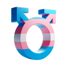 the transgender symbol Pride Day and Month, Rainbow ,3d render isolated transparent.