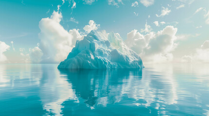Broken floating iceberg on the assessment caused by climate change, global warming. Climate change, nature. - obrazy, fototapety, plakaty
