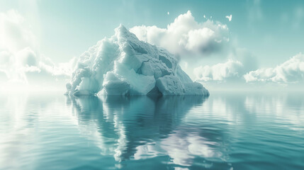 Broken floating iceberg on the assessment caused by climate change, global warming. Climate change, nature.