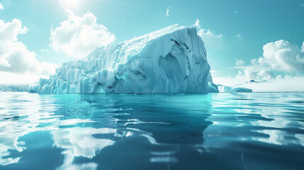 Broken floating iceberg on the assessment caused by climate change, global warming. Climate change, nature.