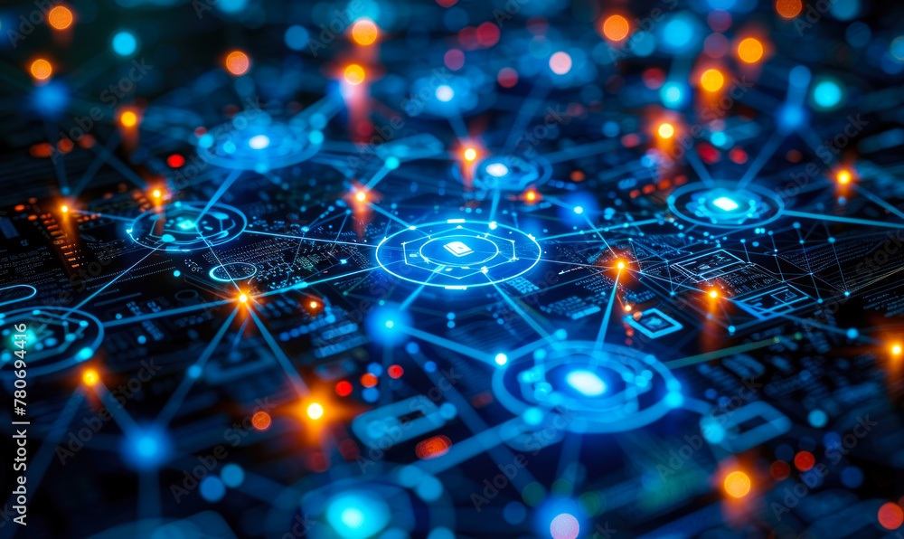 Poster advanced health information exchange network visualization depicting interconnected data sharing amo
