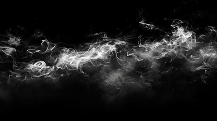 Fototapeta premium White smoke floating on a black background, creating interesting patterns, a mysterious pattern