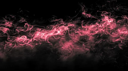 Crédence de cuisine en verre imprimé Ondes fractales Red smoke floating on a black background, creating interesting patterns, a mysterious pattern