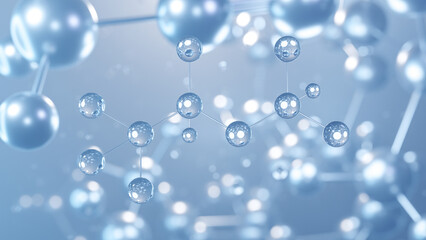 isoflurane molecular structure 3d, flat model, general anesthetic, structural chemical formula view from a microscope