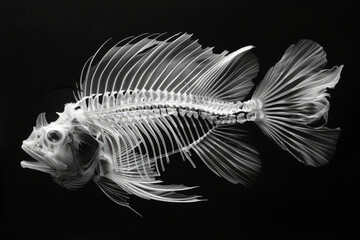 esqueleto de pez sobre negro