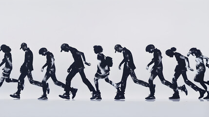 Intricate Illustration of Iconic Moonwalk Dance Sequence in Graphic Silhouette Form