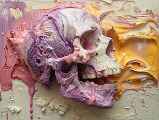 Hyperrealistic depiction of melted ice cream a sensory journey through texture color and form