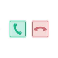 Answer decline phone call hang up red green button icons. Accept reject dial mobile cellphone