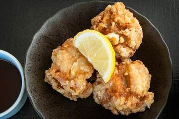 Crispy Korean Fried Chicken. Catering and Asian food Concept. Japanese karaage Chicken